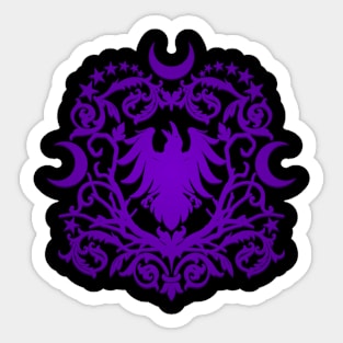 Raven Moon Damask Sticker